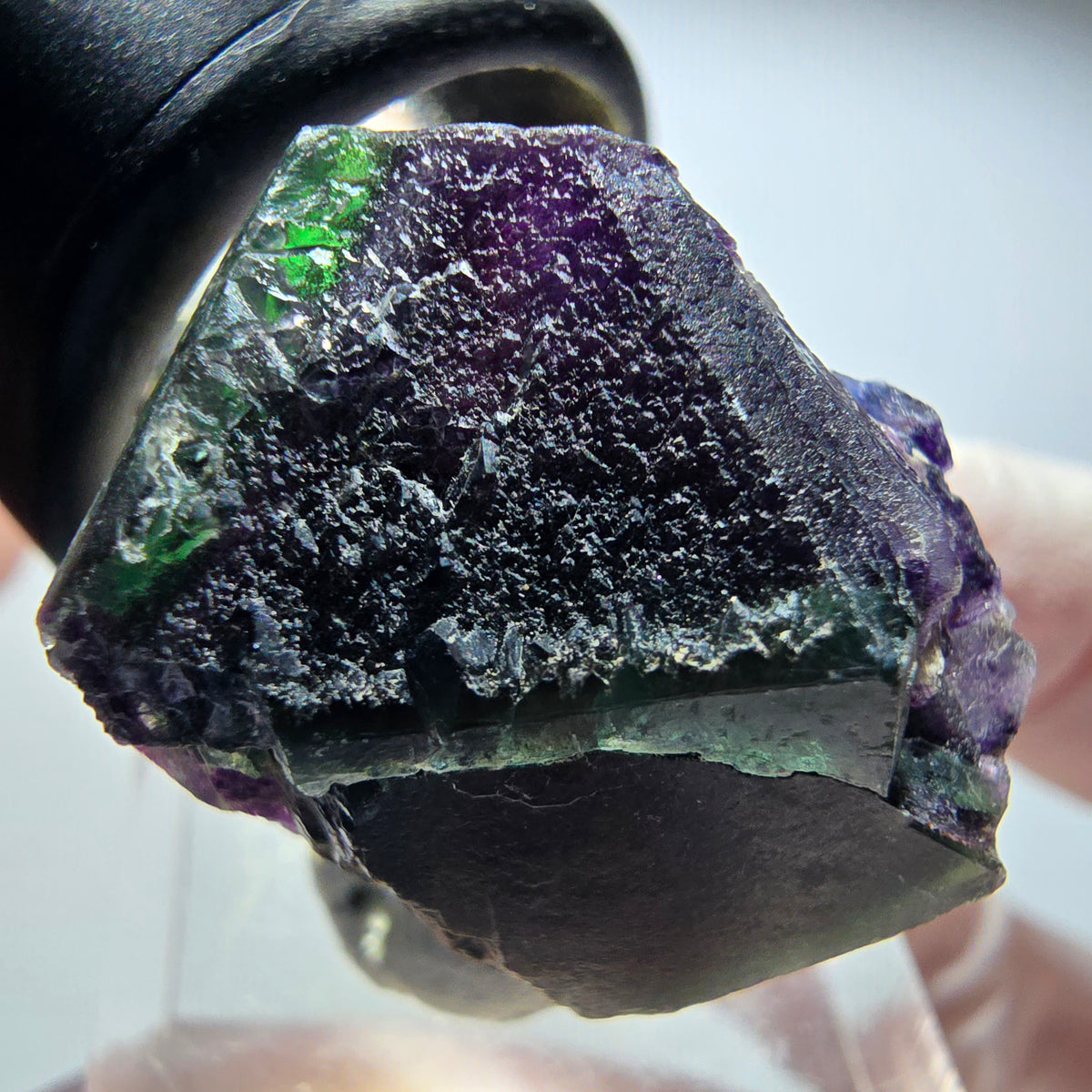 Échantillon rare de fluorine fantôme en cubes, vert et violet, Okorusu, Namibie 27*25*21mm #13440
