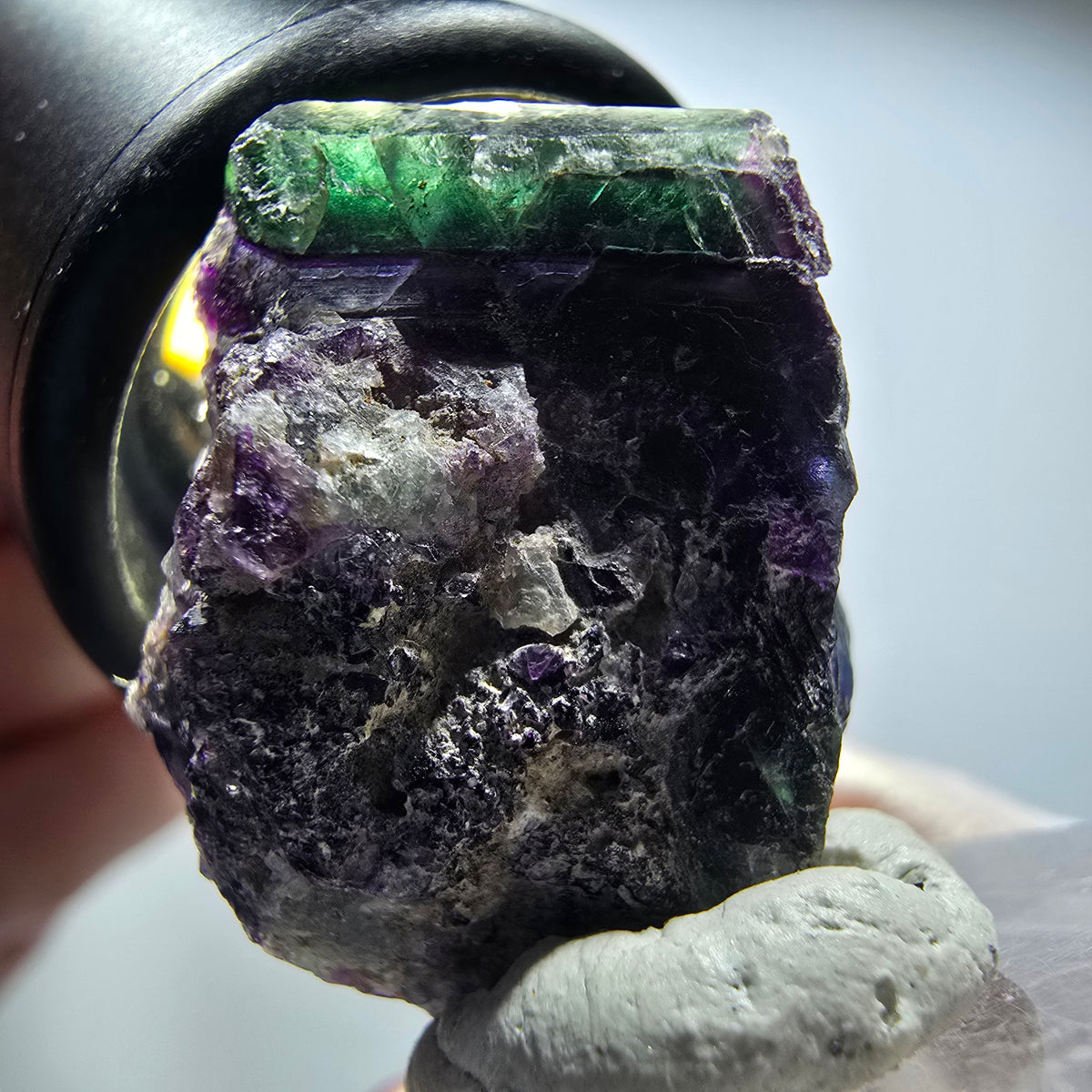 Échantillon rare de fluorine fantôme en cubes, vert et violet, Okorusu, Namibie 27*25*21mm #13440