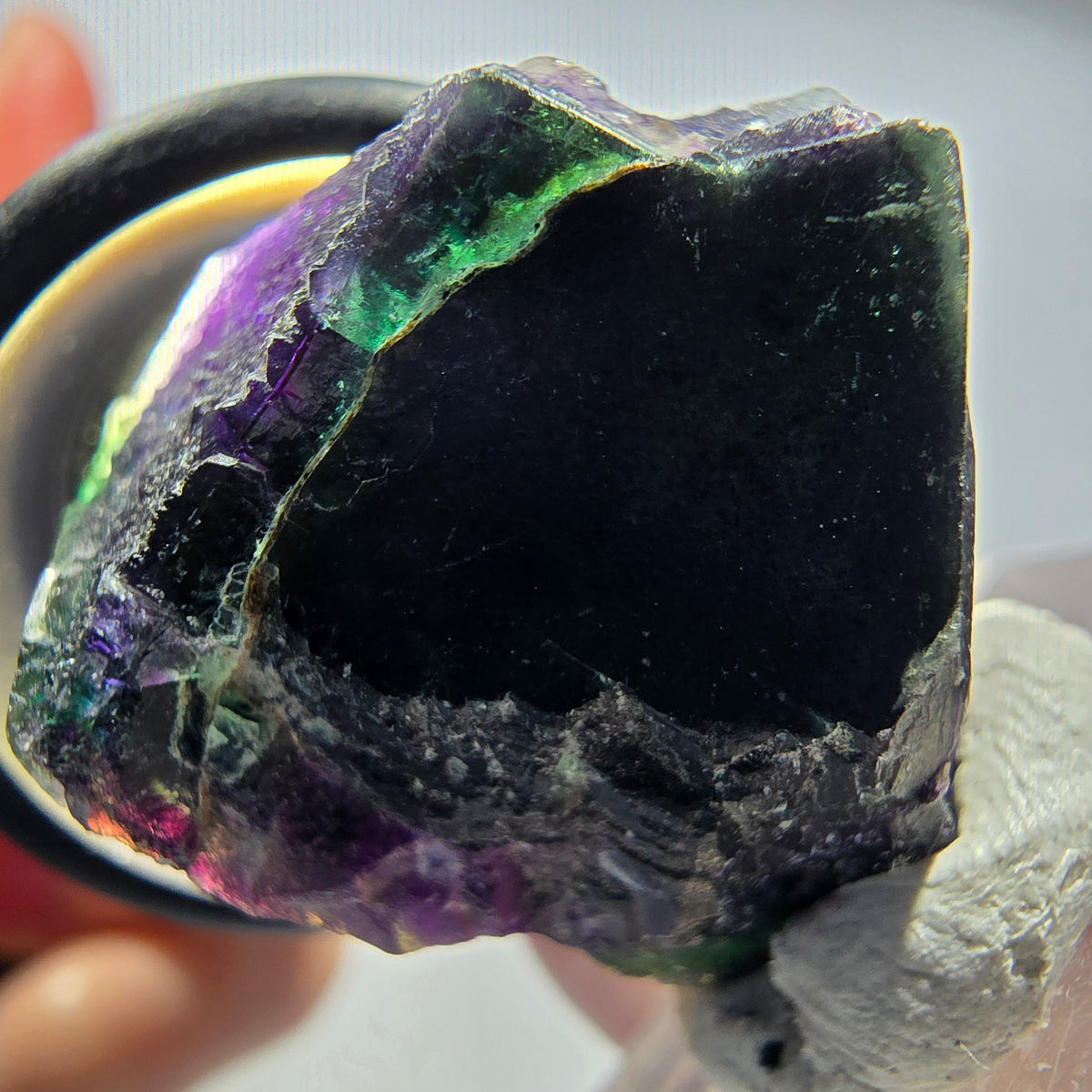 Échantillon rare de fluorine fantôme en cubes, vert et violet, Okorusu, Namibie 27*25*21mm #13440