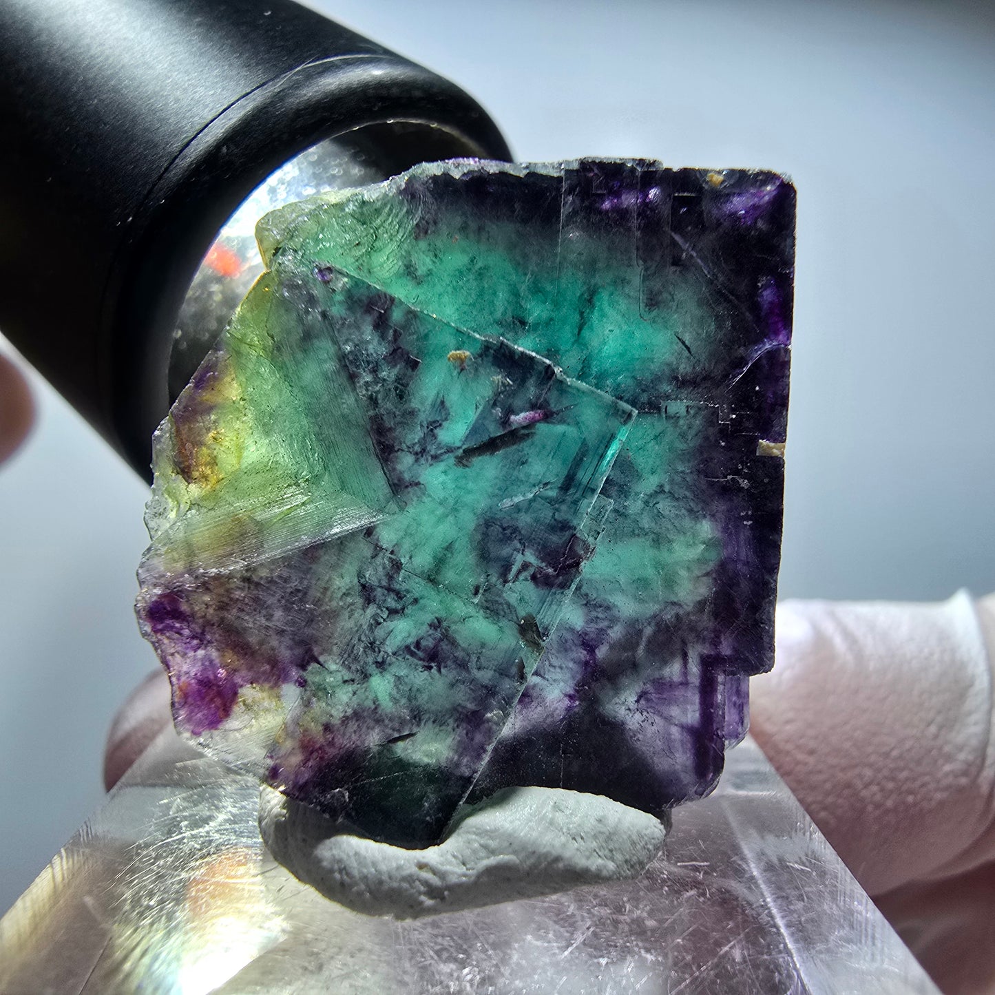 Seltene Phantom Fluorit Würfel Stufe, grün lila Okorusu, Namibia 32*24*17mm #13441
