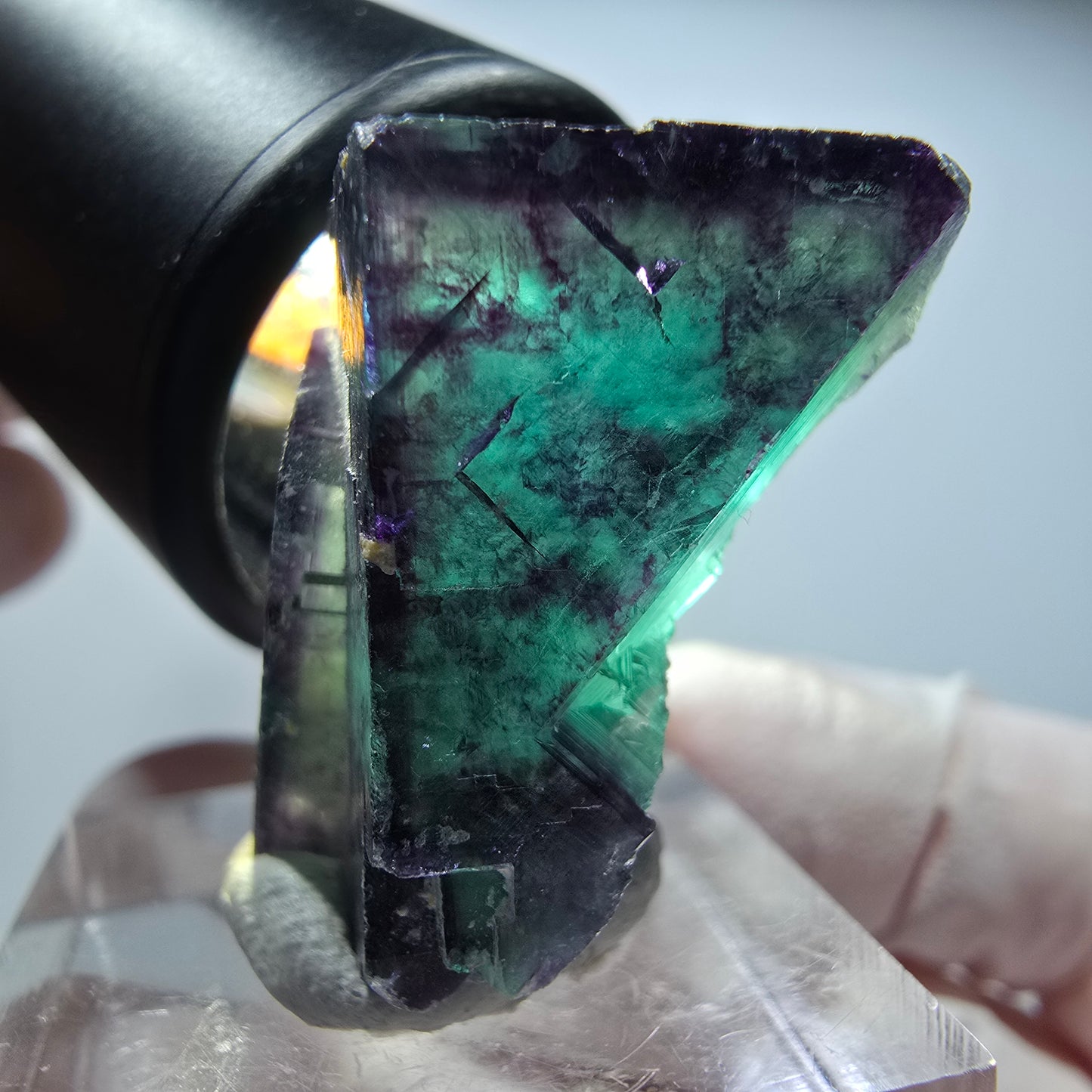 Seltene Phantom Fluorit Würfel Stufe, grün lila Okorusu, Namibia 32*24*17mm #13441