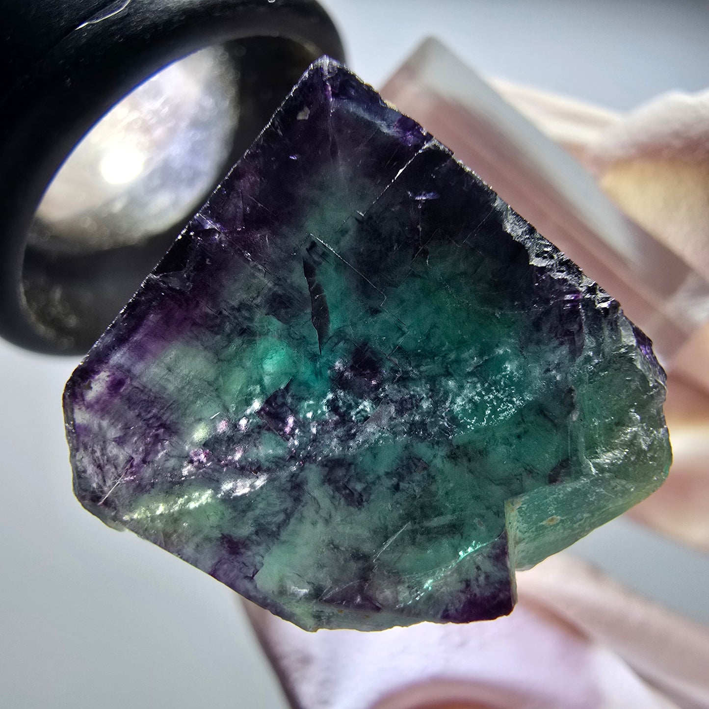 Seltene Phantom Fluorit Würfel Stufe, grün lila Okorusu, Namibia 32*24*17mm #13441