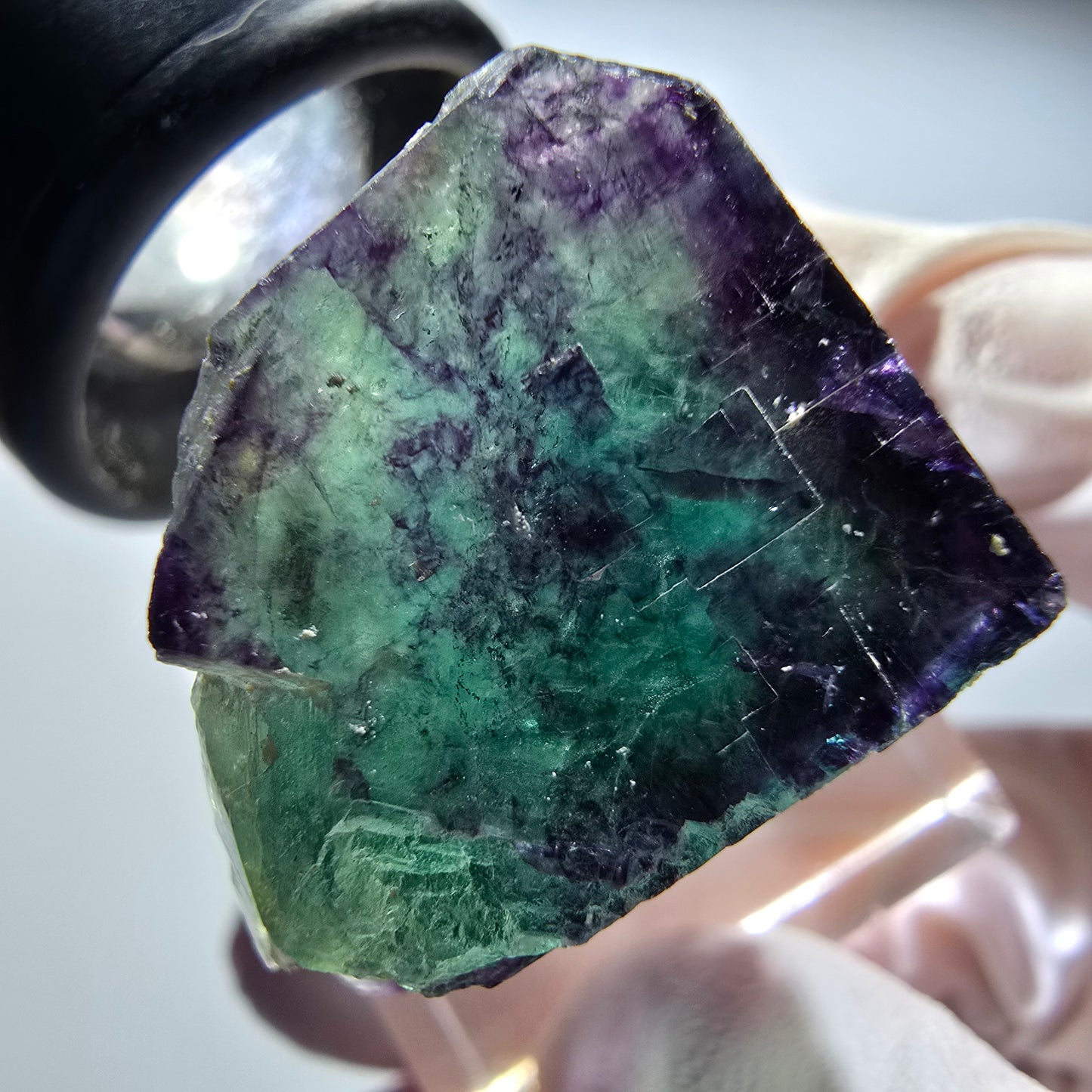 Seltene Phantom Fluorit Würfel Stufe, grün lila Okorusu, Namibia 32*24*17mm #13441