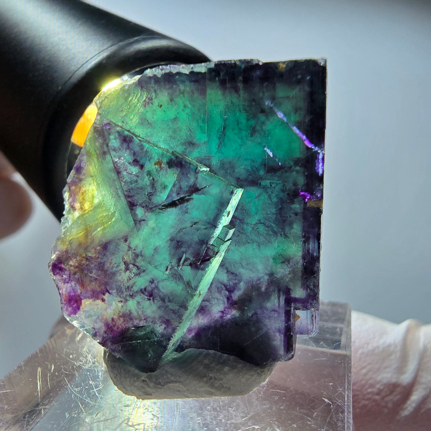 Seltene Phantom Fluorit Würfel Stufe, grün lila Okorusu, Namibia 32*24*17mm #13441