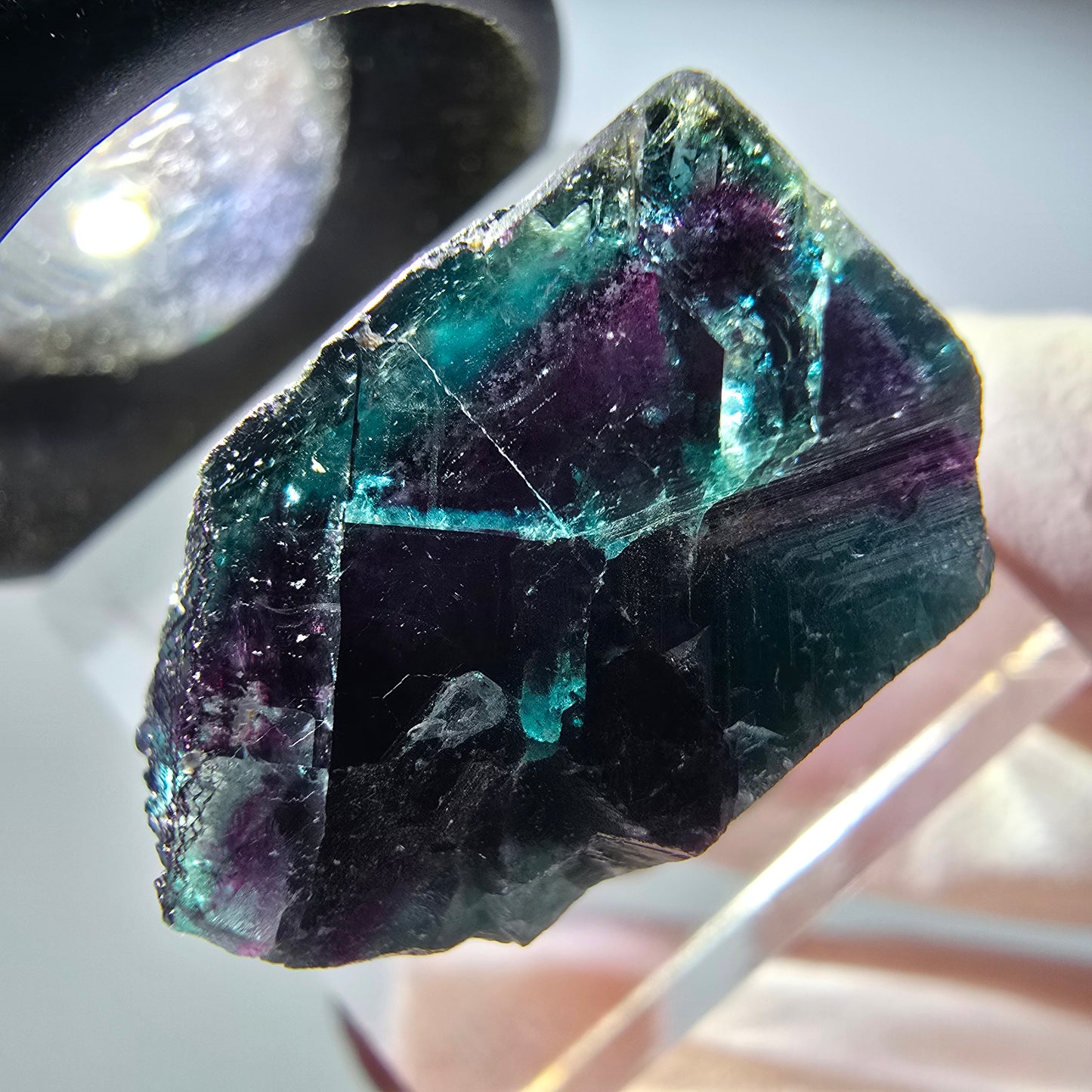 Seltene Phantom Fluorit Würfel Stufe, grün lila Okorusu, Namibia 21*20*13mm #13442