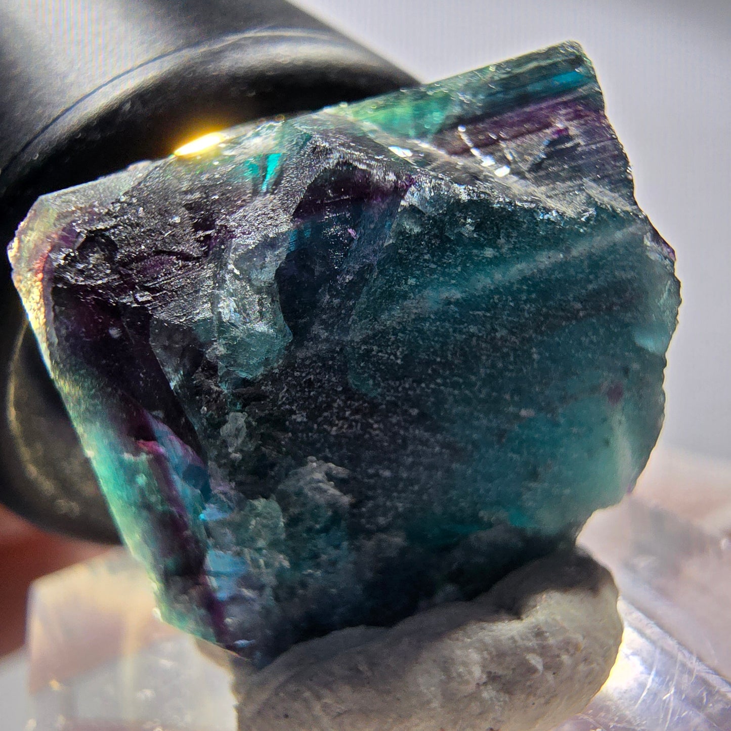 Seltene Phantom Fluorit Würfel Stufe, grün lila Okorusu, Namibia 21*20*13mm #13442