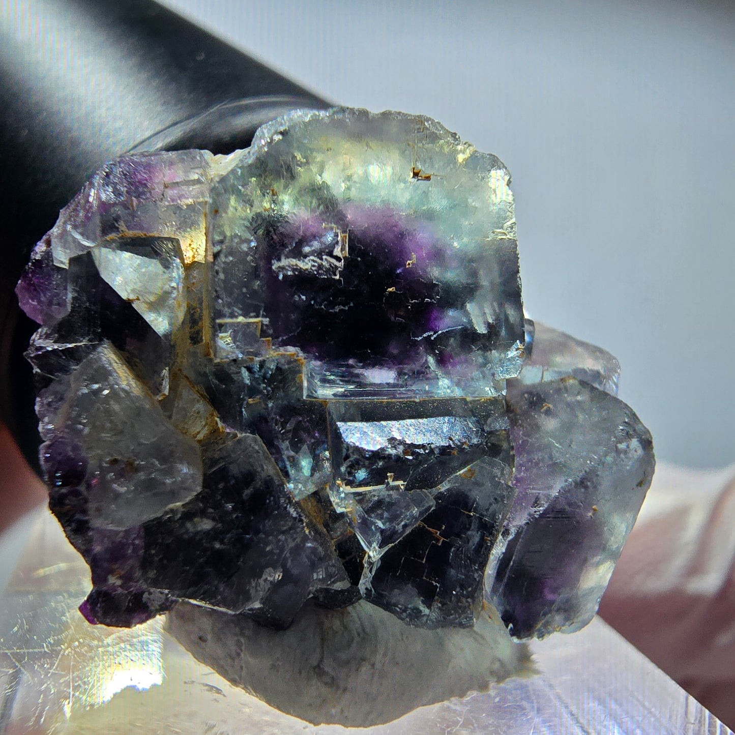 Seltene Phantom Fluorit Würfel Stufe, grün lila Okorusu, Namibia 28*23*16mm #13445