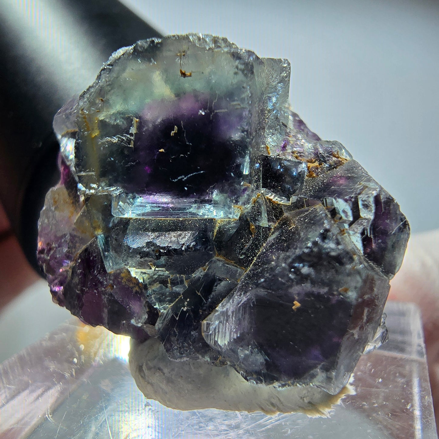 Seltene Phantom Fluorit Würfel Stufe, grün lila Okorusu, Namibia 28*23*16mm #13445