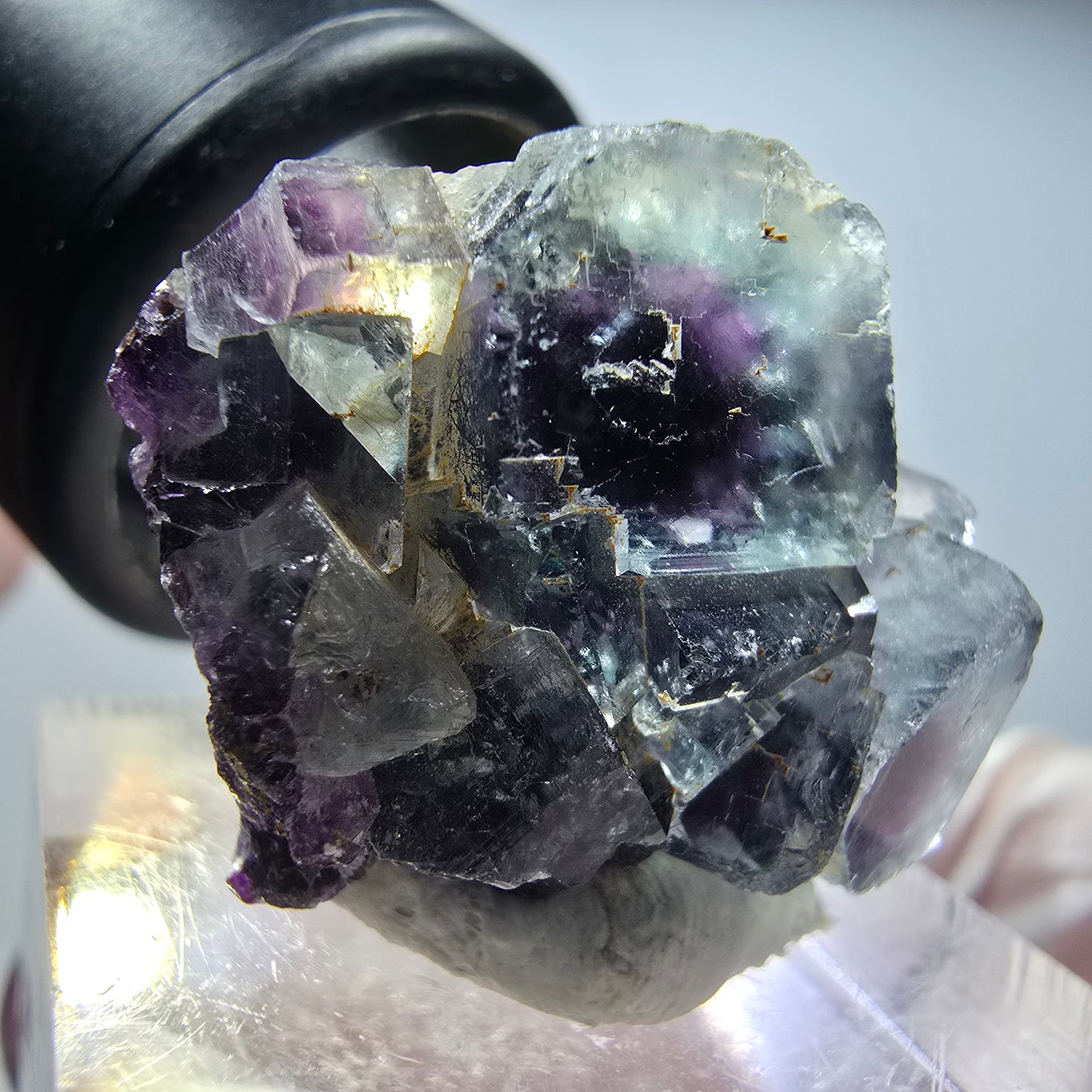 Seltene Phantom Fluorit Würfel Stufe, grün lila Okorusu, Namibia 28*23*16mm #13445