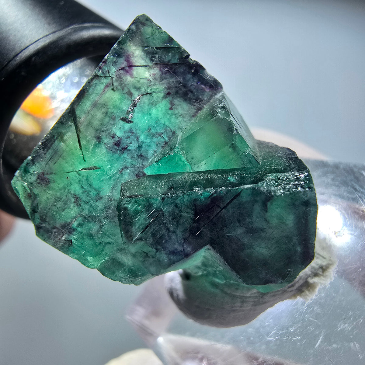 Seltene Phantom Fluorit Würfel Stufe, grün lila Okorusu, Namibia 26*20*19mm #13448
