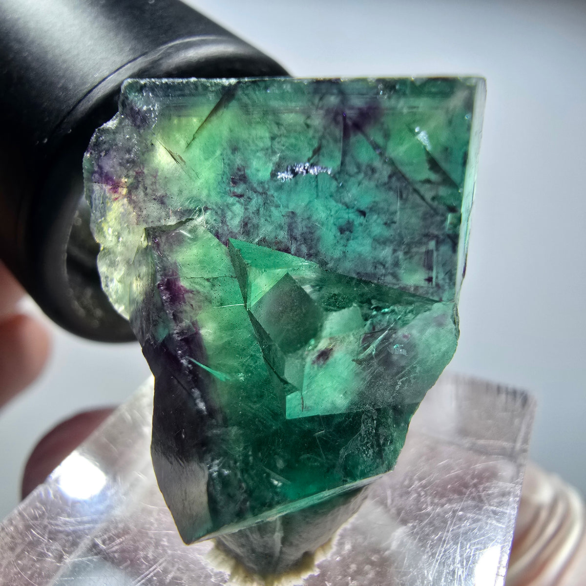 Seltene Phantom Fluorit Würfel Stufe, grün lila Okorusu, Namibia 26*20*19mm #13448