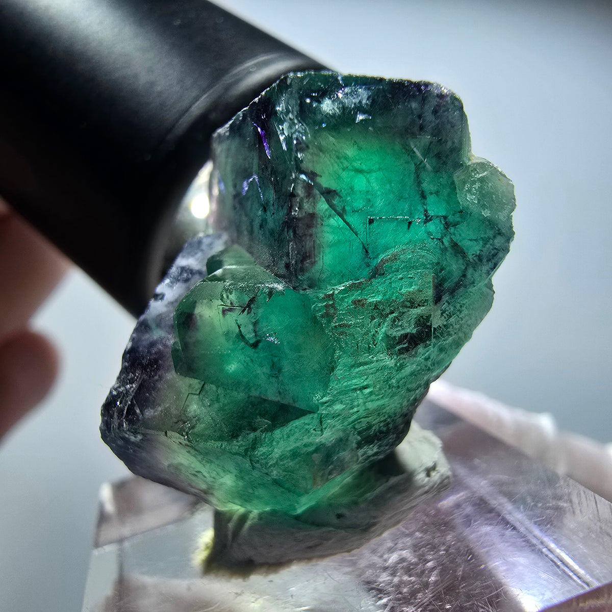 Seltene Phantom Fluorit Würfel Stufe, grün lila Okorusu, Namibia 26*20*19mm #13448