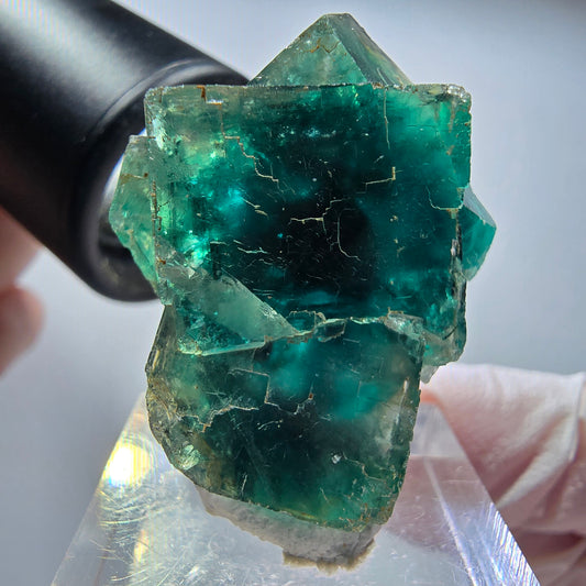 Seltene Phantom Fluorit Würfel Stufe, grün Okorusu, Namibia 35*26*22mm #13449