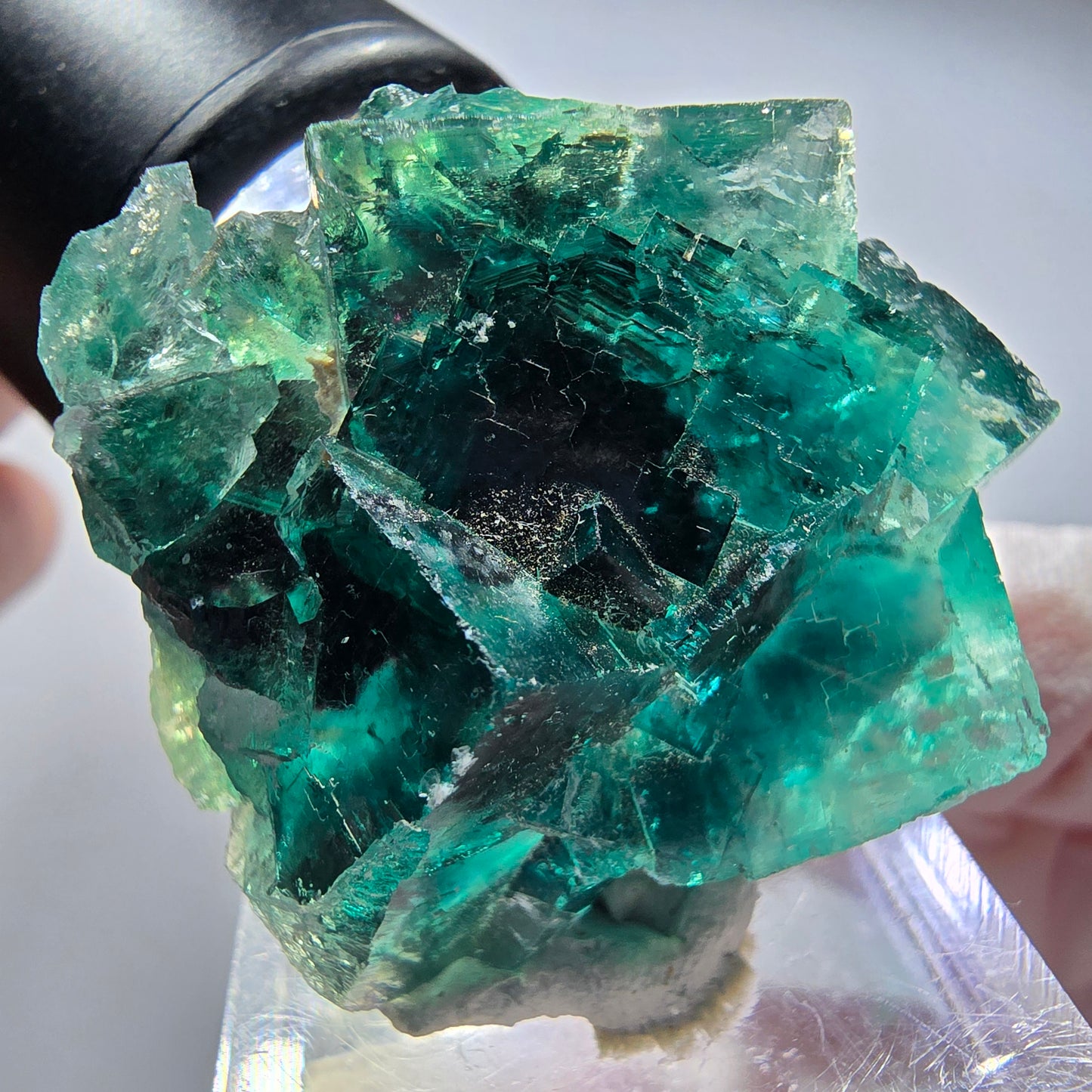 Seltene Phantom Fluorit Würfel Stufe, grün Okorusu, Namibia 37*32*18mm #13450
