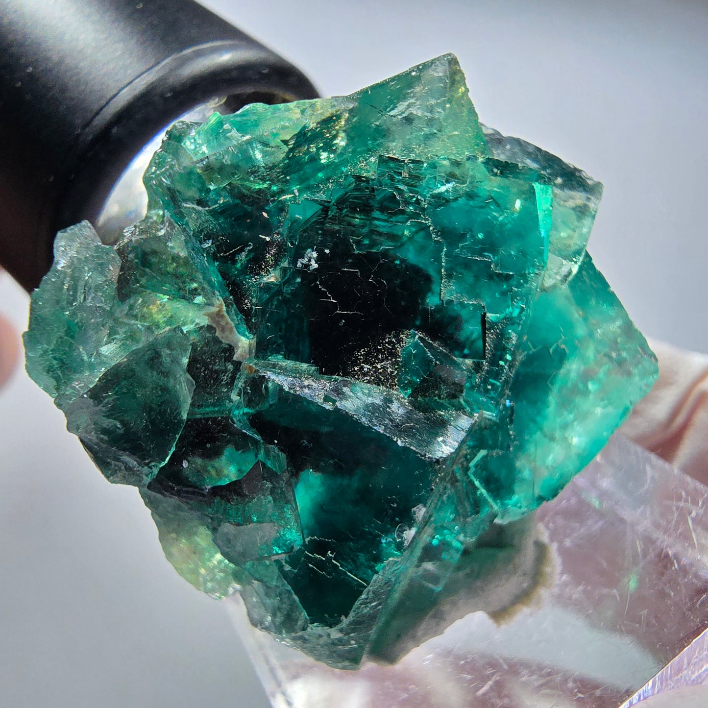 Seltene Phantom Fluorit Würfel Stufe, grün Okorusu, Namibia 37*32*18mm #13450