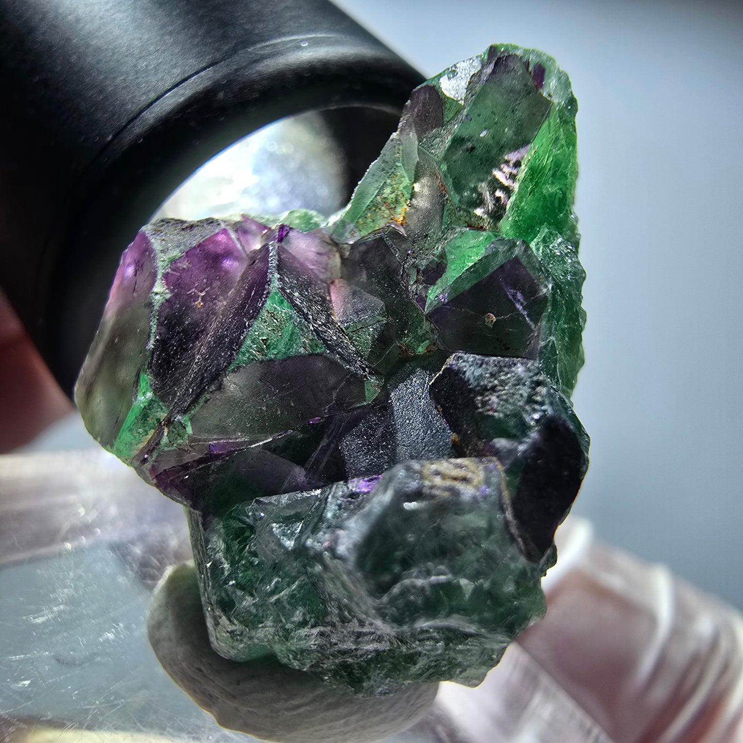 Seltene Phantom Fluorit Würfel Stufe, grün lila Okorusu, Namibia 27*22*15mm #13452