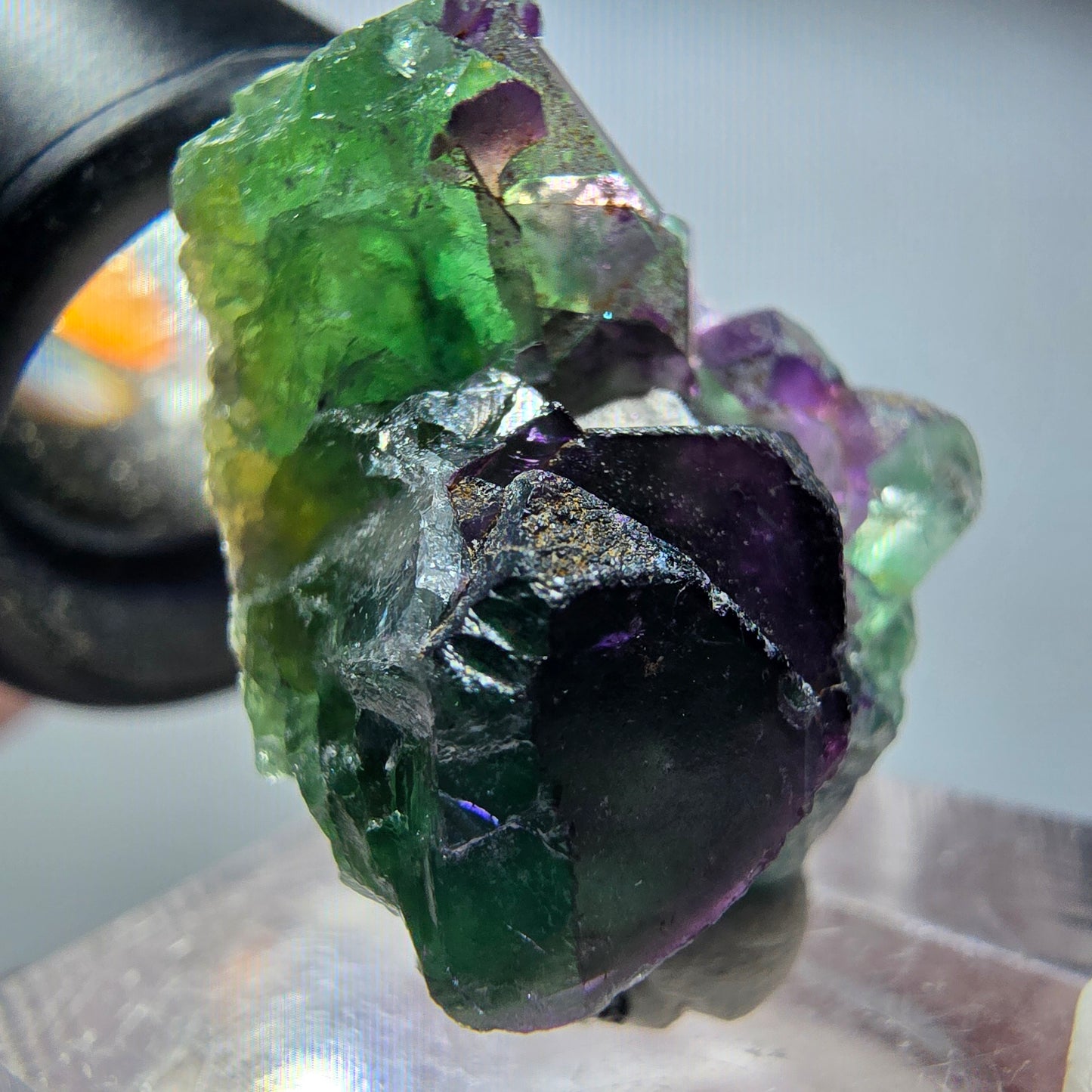 Seltene Phantom Fluorit Würfel Stufe, grün lila Okorusu, Namibia 27*22*15mm #13452