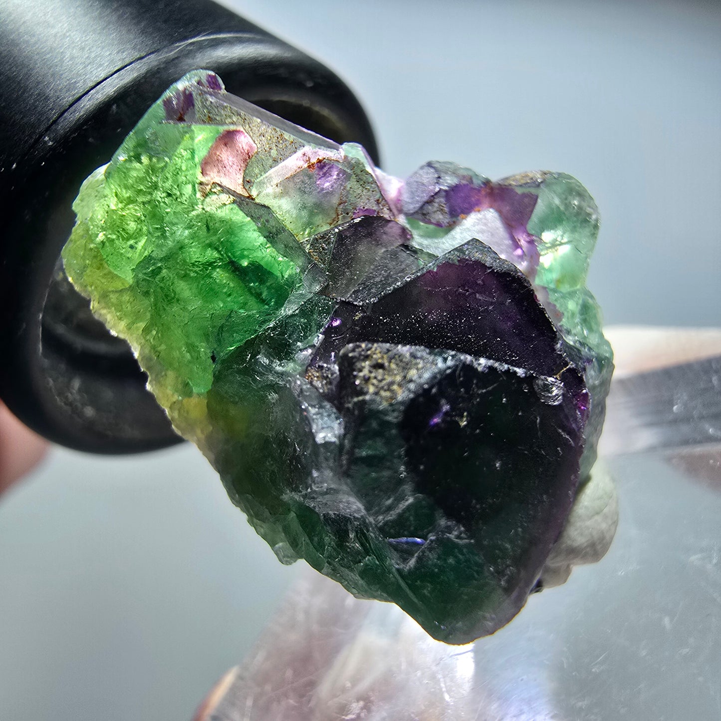 Seltene Phantom Fluorit Würfel Stufe, grün lila Okorusu, Namibia 27*22*15mm #13452