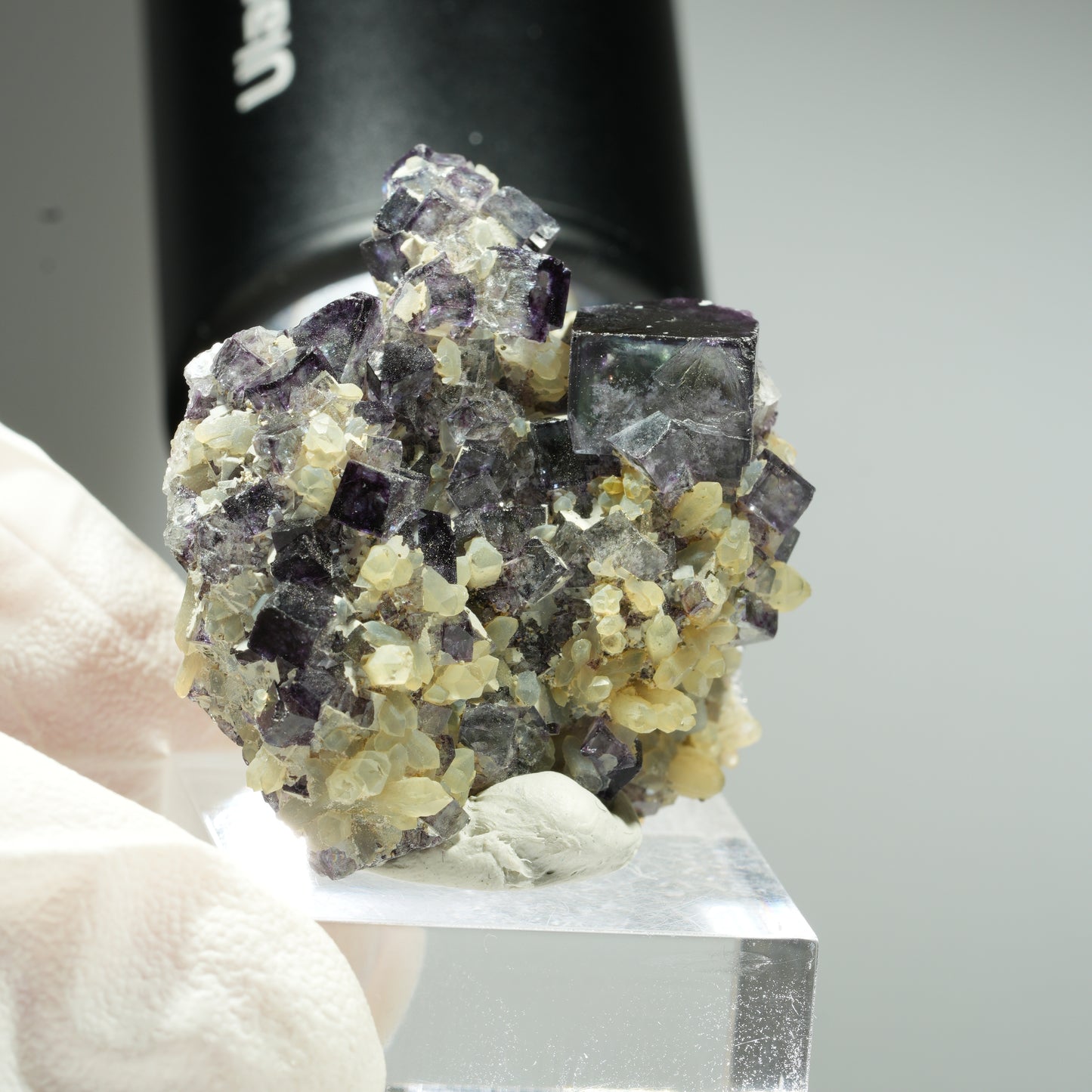 Seltene klare Phantom Fluorit Würfel, Quarz Stufe Okorusu, Namibia 37*35*23mm #13458