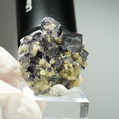 Seltene klare Phantom Fluorit Würfel, Quarz Stufe Okorusu, Namibia 37*35*23mm #13458