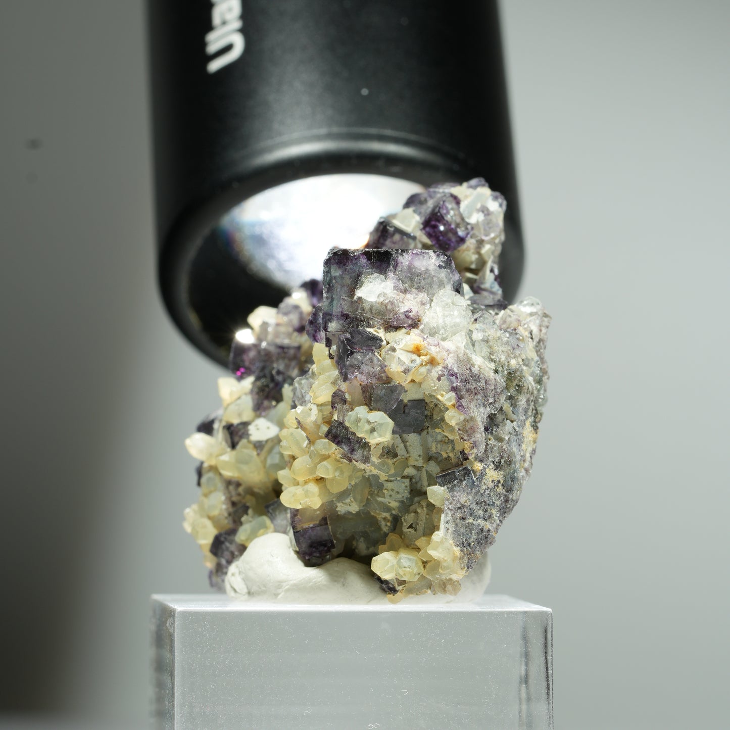 Seltene klare Phantom Fluorit Würfel, Quarz Stufe Okorusu, Namibia 37*35*23mm #13458