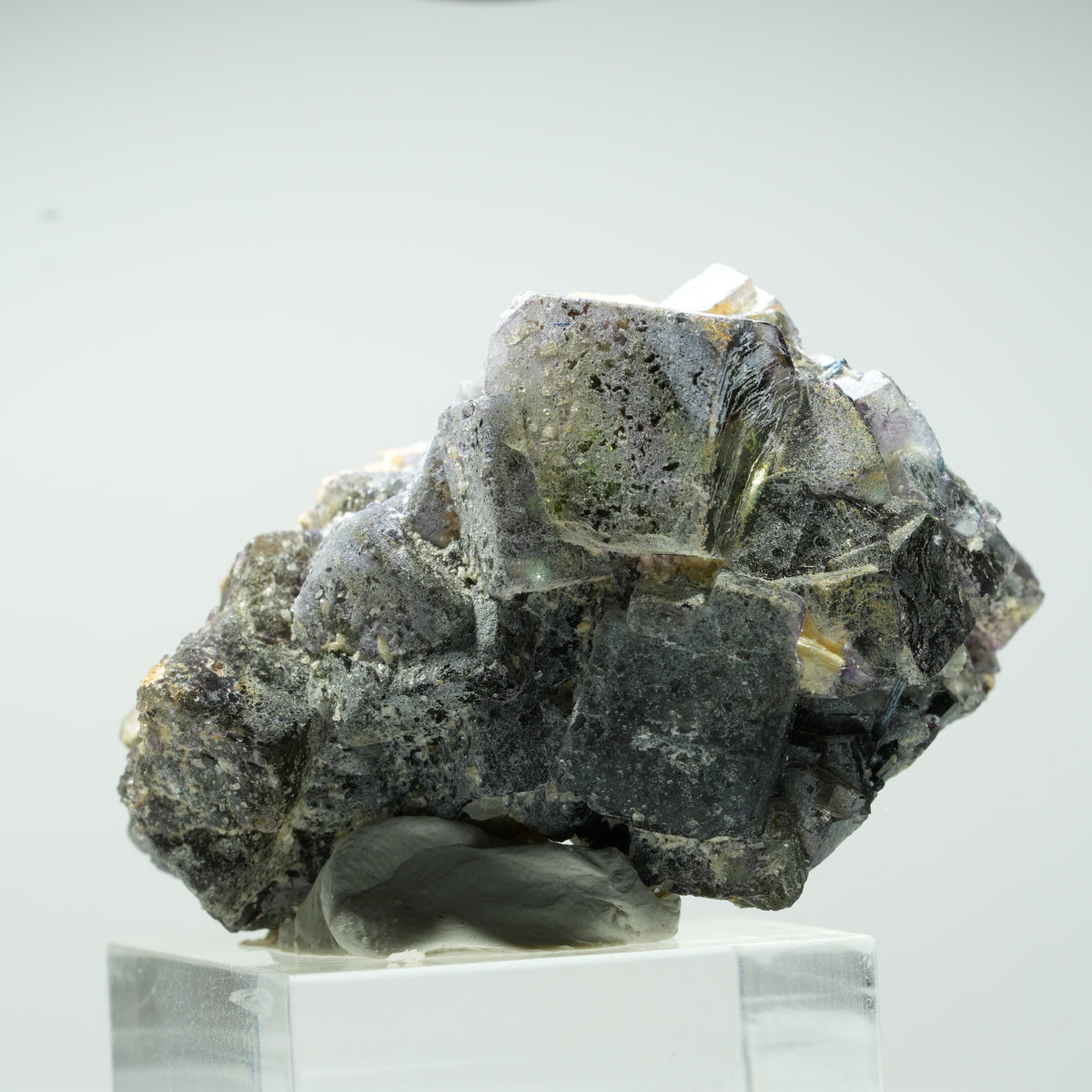 Fluorite fantôme colorée, Tourmaline noire, Opale hyalite, Muscovite Erongo, Namibie 46*37*30mm #13465
