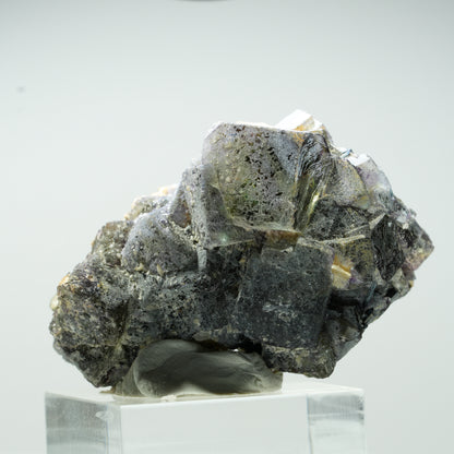 Fluorite fantôme colorée, Tourmaline noire, Opale hyalite, Muscovite Erongo, Namibie 46*37*30mm #13465