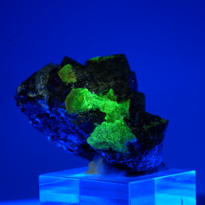 Fluorite fantôme colorée, Tourmaline noire, Opale hyalite, Muscovite Erongo, Namibie 46*37*30mm #13465