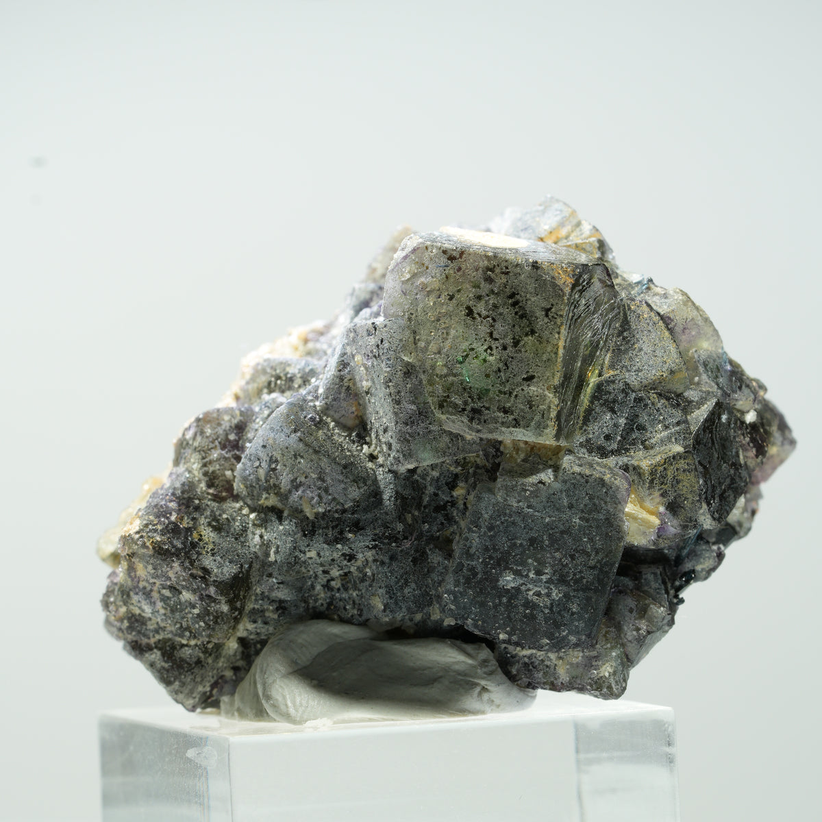 Fluorite fantôme colorée, Tourmaline noire, Opale hyalite, Muscovite Erongo, Namibie 46*37*30mm #13465