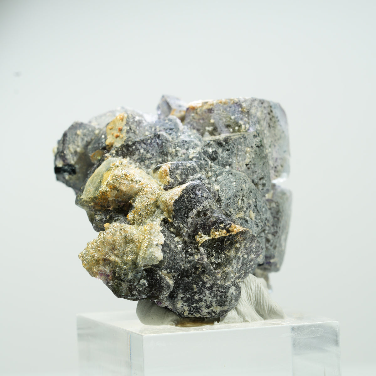 Fluorite fantôme colorée, Tourmaline noire, Opale hyalite, Muscovite Erongo, Namibie 46*37*30mm #13465
