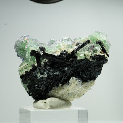 Cube de Fluorite fantôme, Tourmaline Schorl, Muscovite Erongo, Namibie 49*43*30mm #13470