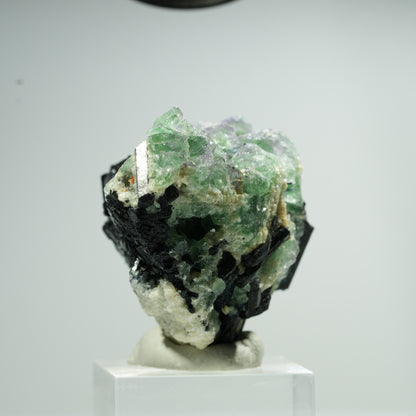 Cube de Fluorite fantôme, Tourmaline Schorl, Muscovite Erongo, Namibie 49*43*30mm #13470