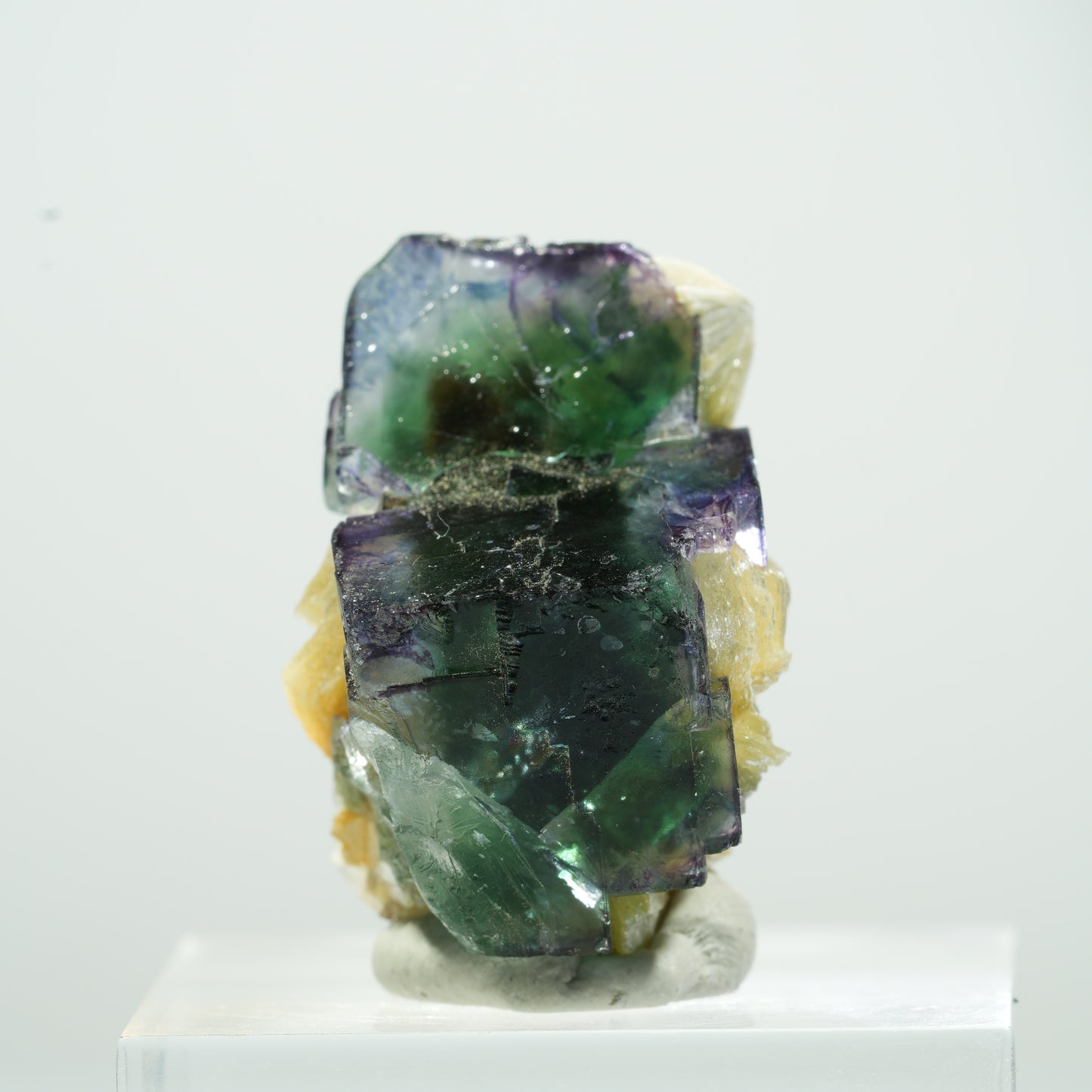 Seltene Phantom Fluorit Würfel, Muskovit Stufe Erongo, Namibia 24*17*17mm #13476
