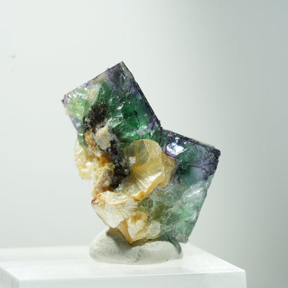 Seltene Phantom Fluorit Würfel, Muskovit Stufe Erongo, Namibia 24*17*17mm #13476