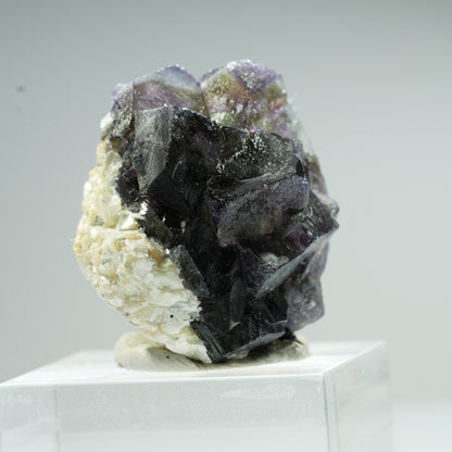 Bunte Phantom Fluorit Würfel, Schörl Turmalin, Muskovit Erongo, Namibia 35*12*11mm #13482