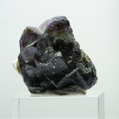 Bunte Phantom Fluorit Würfel, Schörl Turmalin, Muskovit Erongo, Namibia 35*12*11mm #13482