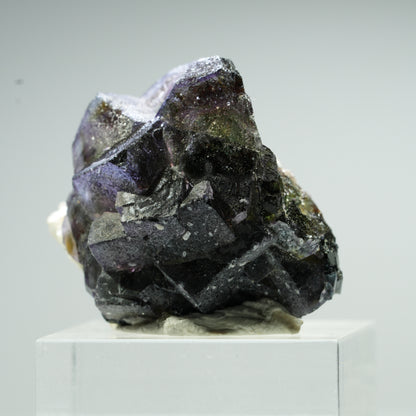 Bunte Phantom Fluorit Würfel, Schörl Turmalin, Muskovit Erongo, Namibia 35*12*11mm #13482