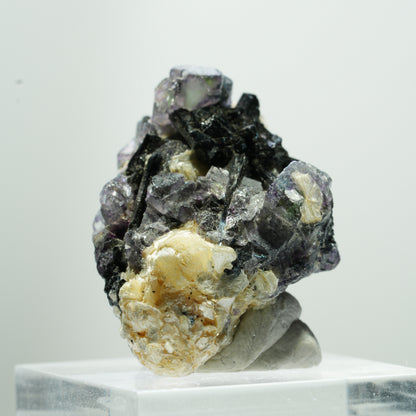Bunte Phantom Fluorit Würfel, Schörl Turmalin, Muskovit Erongo, Namibia 15*11*8mm #13484