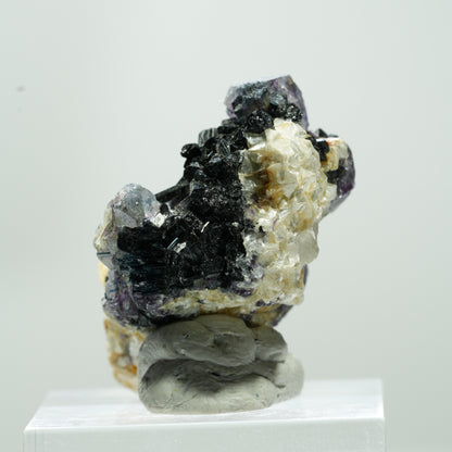 Bunte Phantom Fluorit Würfel, Schörl Turmalin, Muskovit Erongo, Namibia 15*11*8mm #13484