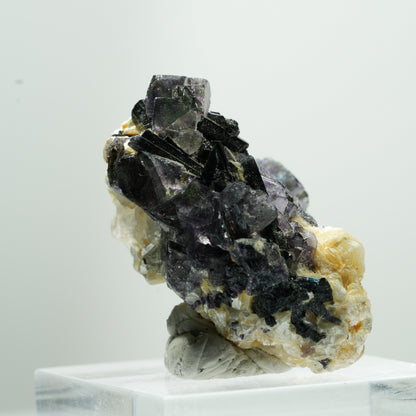 Bunte Phantom Fluorit Würfel, Schörl Turmalin, Muskovit Erongo, Namibia 15*11*8mm #13484