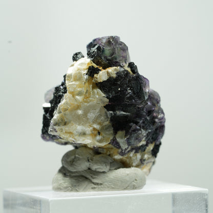 Bunte Phantom Fluorit Würfel, Schörl Turmalin, Muskovit Erongo, Namibia 15*11*8mm #13484