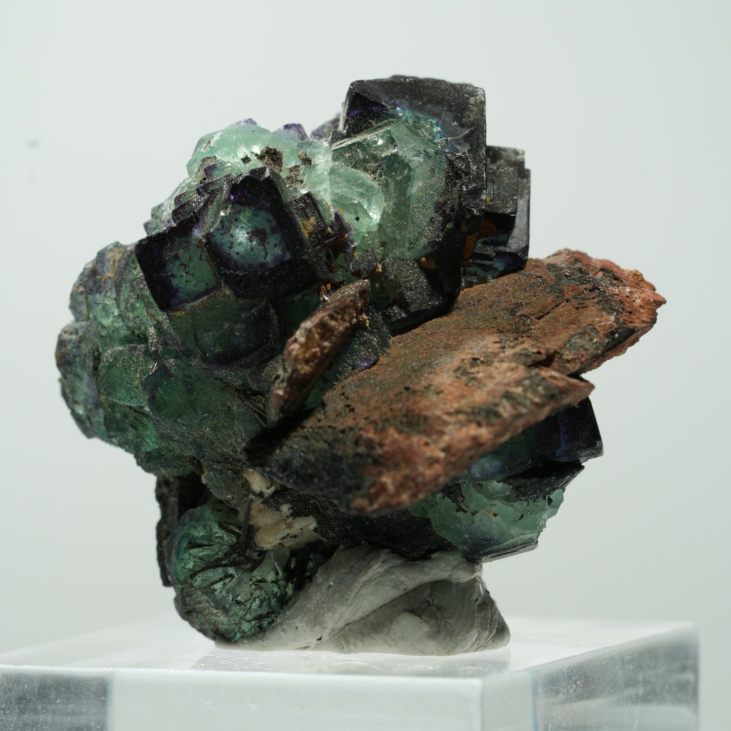 Seltene Phantom Fluorit, Orthoklas, Schörl Turmalin Stufe Erongo, Namibia 15*13*11mm #13485