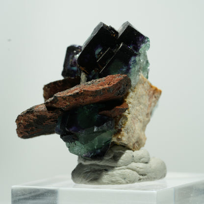 Seltene Phantom Fluorit, Orthoklas, Schörl Turmalin Stufe Erongo, Namibia 15*13*11mm #13485