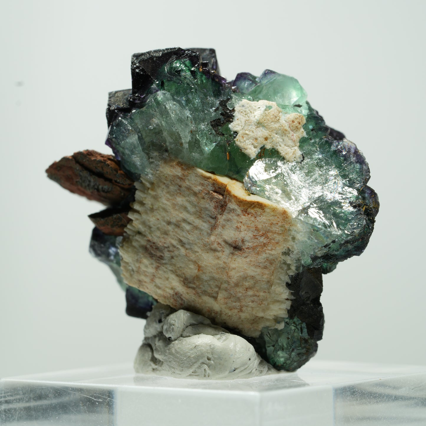 Seltene Phantom Fluorit, Orthoklas, Schörl Turmalin Stufe Erongo, Namibia 15*13*11mm #13485