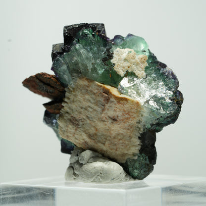 Seltene Phantom Fluorit, Orthoklas, Schörl Turmalin Stufe Erongo, Namibia 15*13*11mm #13485