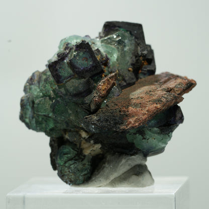 Seltene Phantom Fluorit, Orthoklas, Schörl Turmalin Stufe Erongo, Namibia 15*13*11mm #13485