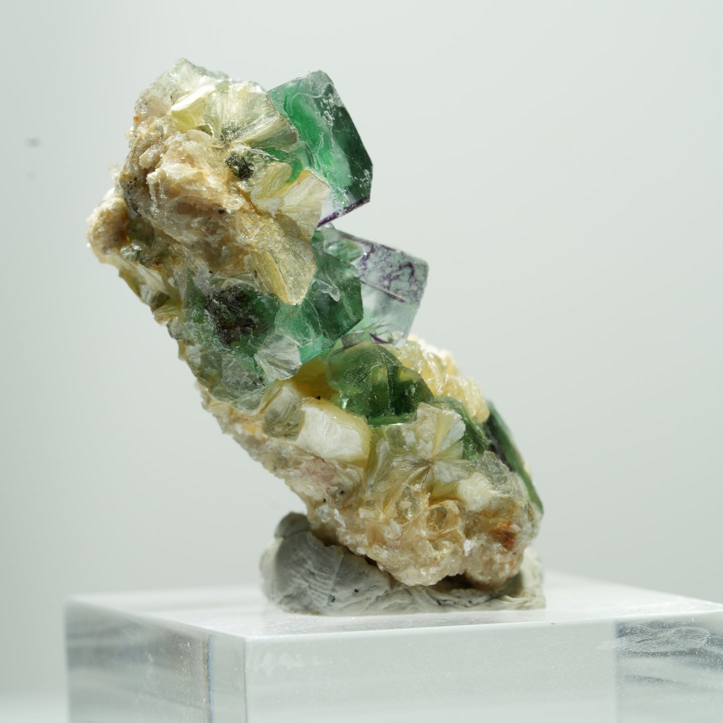Seltene Phantom Fluorit Würfel, Muskovit Stufe Erongo, Namibia 17*11*8mm #13487