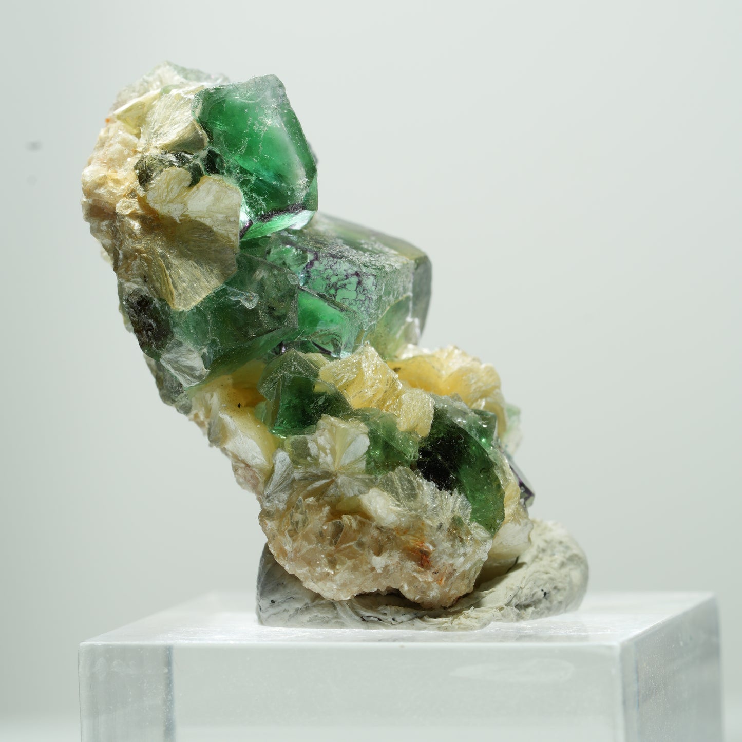 Seltene Phantom Fluorit Würfel, Muskovit Stufe Erongo, Namibia 17*11*8mm #13487