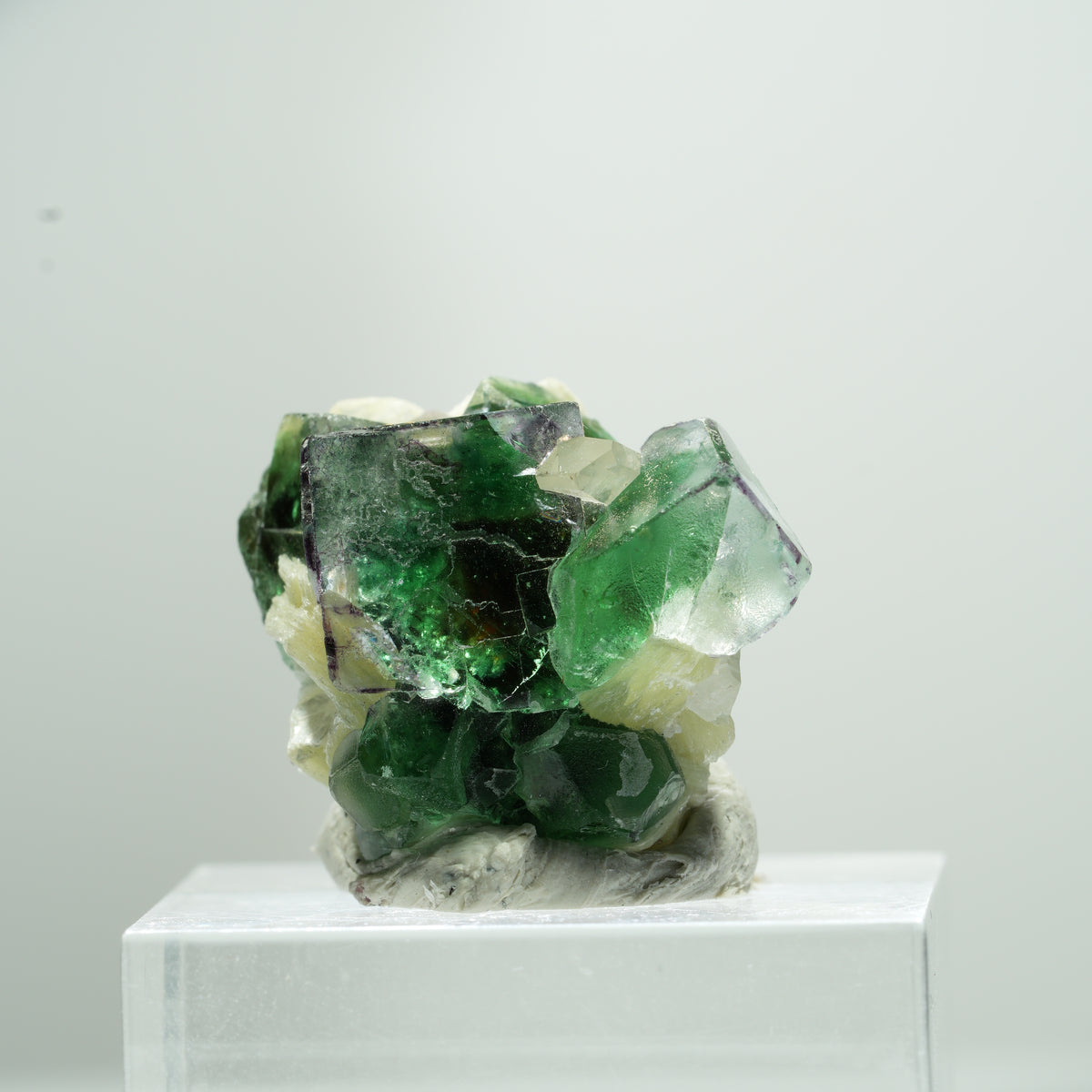 Fluorite fantôme rare en cube, sur muscovite Erongo, Namibie 11*9*9mm #13488