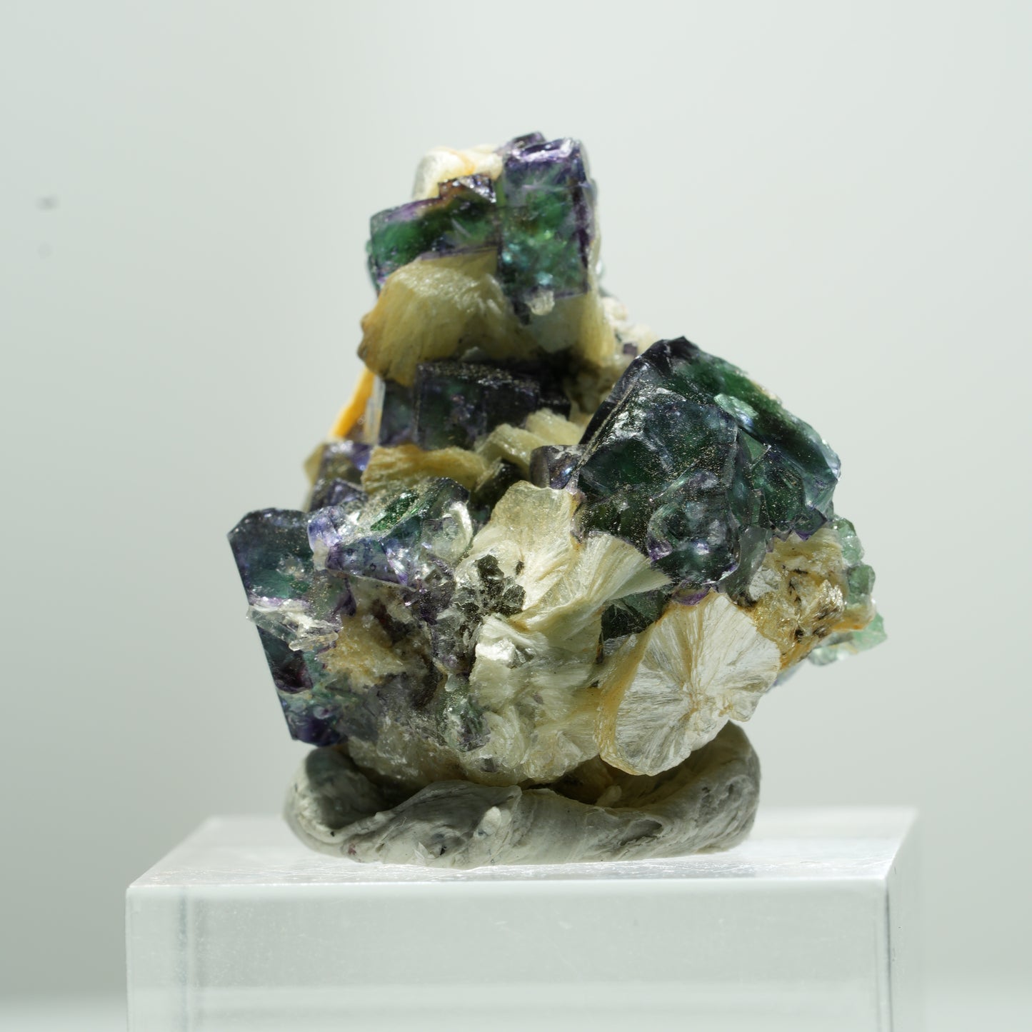 Seltene Phantom Fluorit Würfel, Muskovit Stufe Erongo, Namibia 14*13*10mm #13489